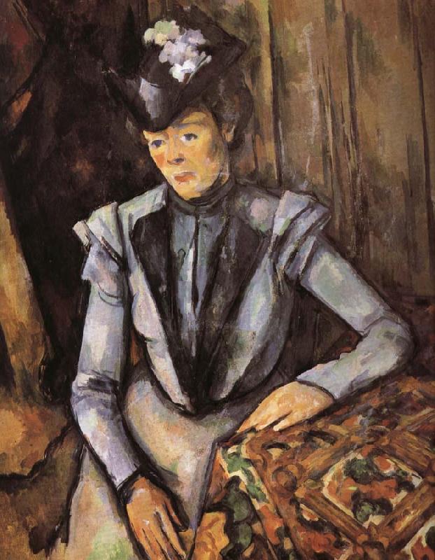 Paul Cezanne woman was wearing blue clothes China oil painting art